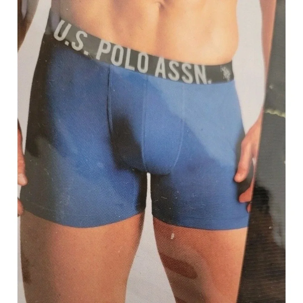 US Polo Assn 4 Cotton Modal Boxer Briefs M Blue Gray Contour Pouch‎